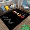 Guitar Pattern Carpet with Musical Notes On Black Background Suitable for Use As an Anti-slip for Living Room Bedroom Sofas