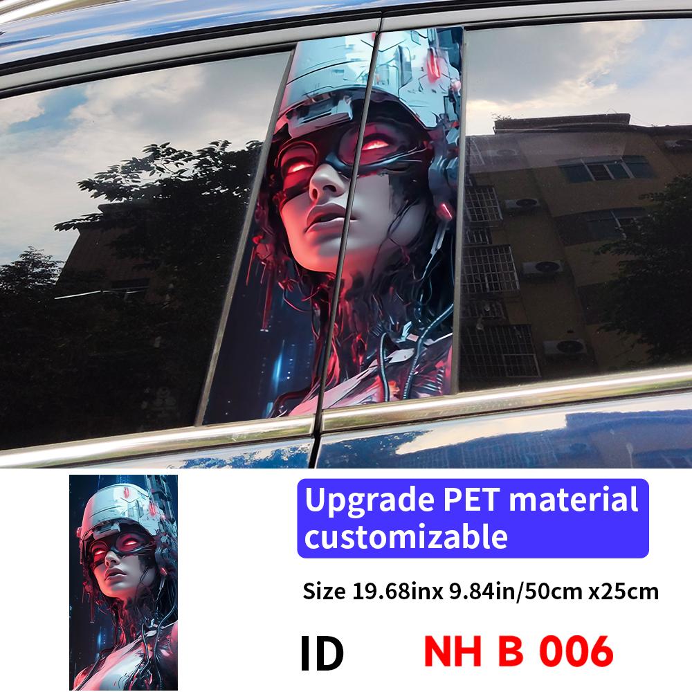 Cyberpunk Girl Car Stickers Waterproof DIY Auto B-pillar Protective Decor Cover Scratches Universal Vehicle Decals Accessories
