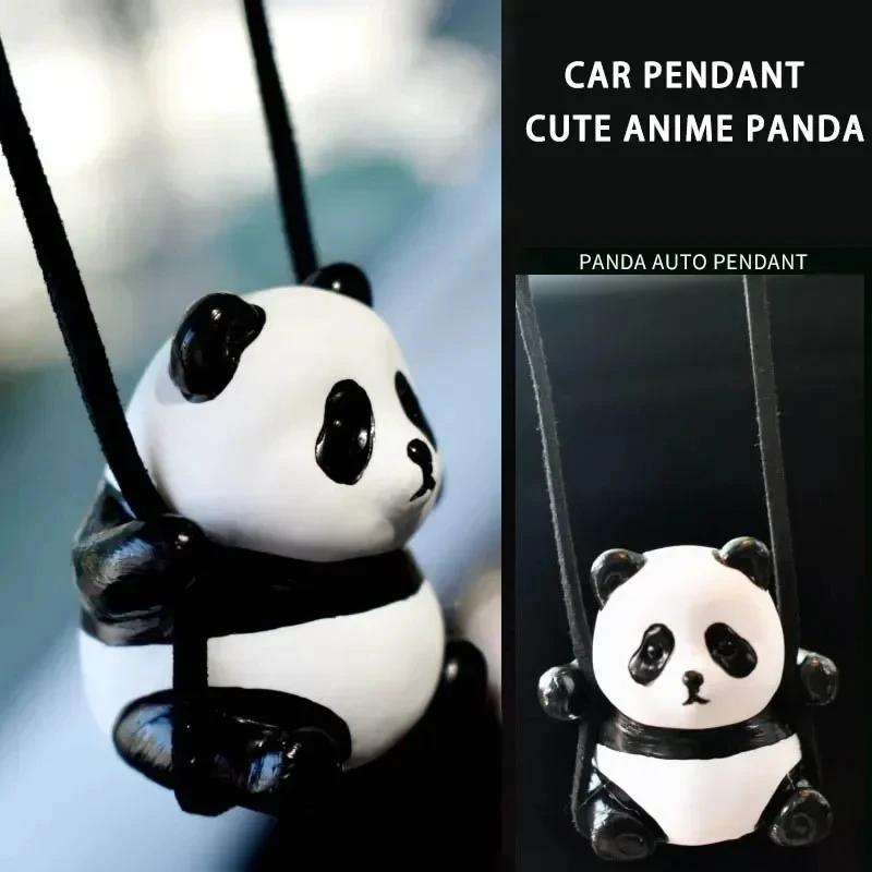 Auto Interior Pendant Cute Anime Panda Car Pendant Auto Rearview Mirror Pendant Hanging Ornaments Swinging Doll Car Decoraction