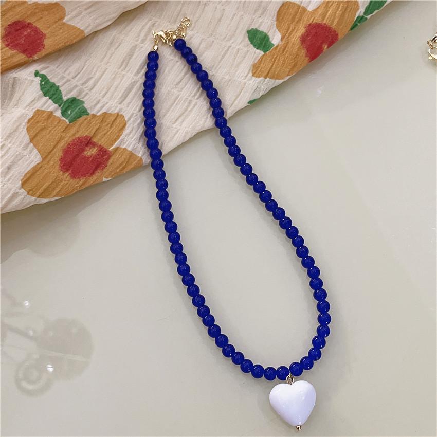 Sweet and Cute Girl-style Candy-colored Love Collarbone Chain Versatile Necklace, New Beaded Pearl Necklace.