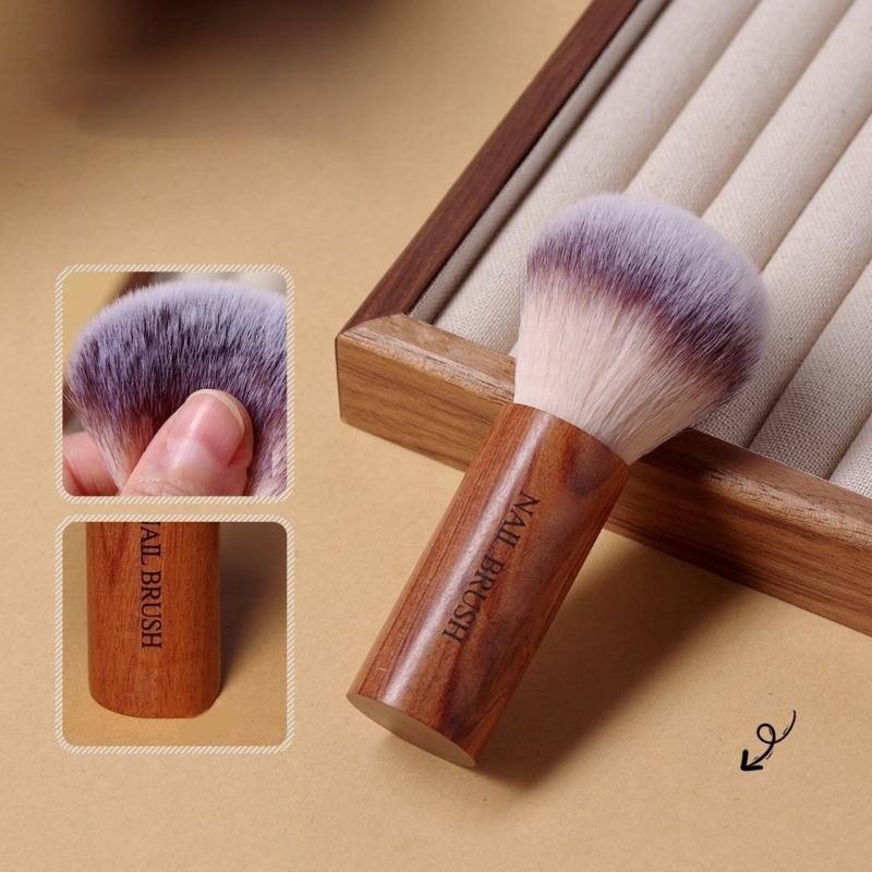 Nagelstaubentferner-Pinsel mit weichen Borsten für den professionellen und Heimgebrauch Acrylnägel mit ergonomischem Holzgriff