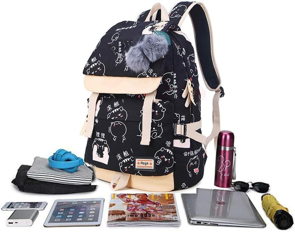 Asge Women's Fashion School Bag Kawaii Printing Backpack Girls Casual Waterproof Backpack School Teenager Daypack
