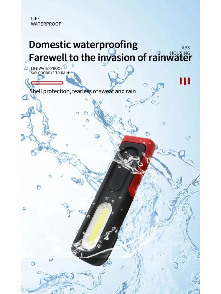 Portable USB Rechargeable Work Light Magnetic COB LED Flashlight Hanging Lamp with Built-in Battery Camping Torch