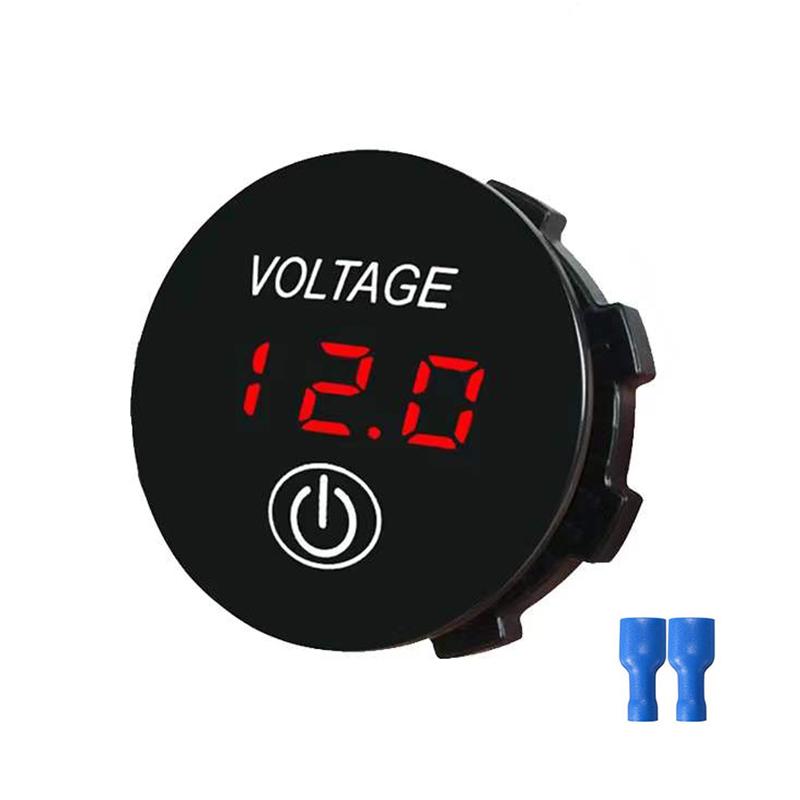 12V/24V Voltage Gauge with Touch Switch LED Digital Display Gauge Waterproof Car Voltmeter for Boat Marine Truck Motorcycle