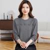 Mom's Spring Wool Sweater: Women's Round Neck Long Sleeve Knitwear - 2026 Fashion Loose, Age-Reducing Thin Top for Spring/Summer