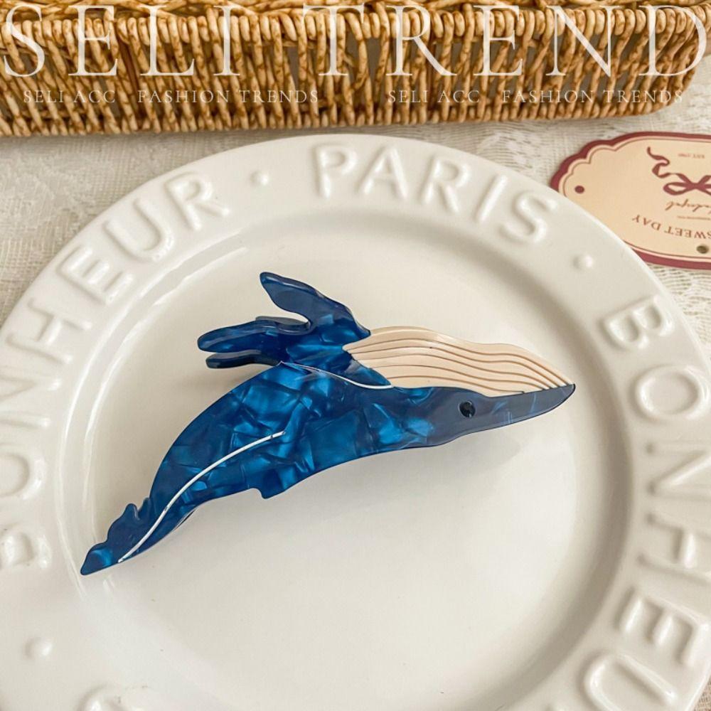 

Заколка для волос с жемчугом и дельфином, раковина, заколка с изображением акулы, забавная заколка для волос из ацетата животных, коготь для женщин