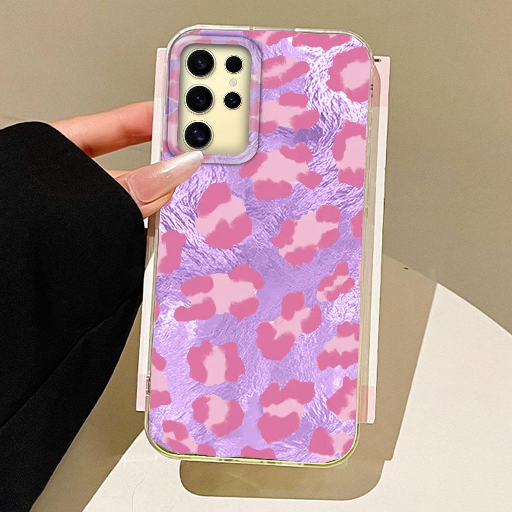 Retro Gradient purple Leopard Girl Vortex Texture Phone Case for Samsung Galaxy S25 Edge S24 S23 S22 S21 S20 FE Plus Ultra Cover