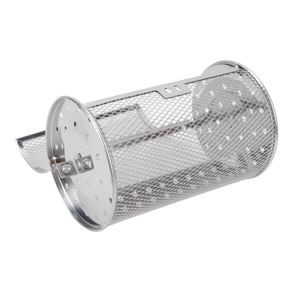 Rolling Grilling Basket Stainless Steel BBQ Rolling Basket Fork Wire Mesh Cylinder Grill Basket for Camping Picnic