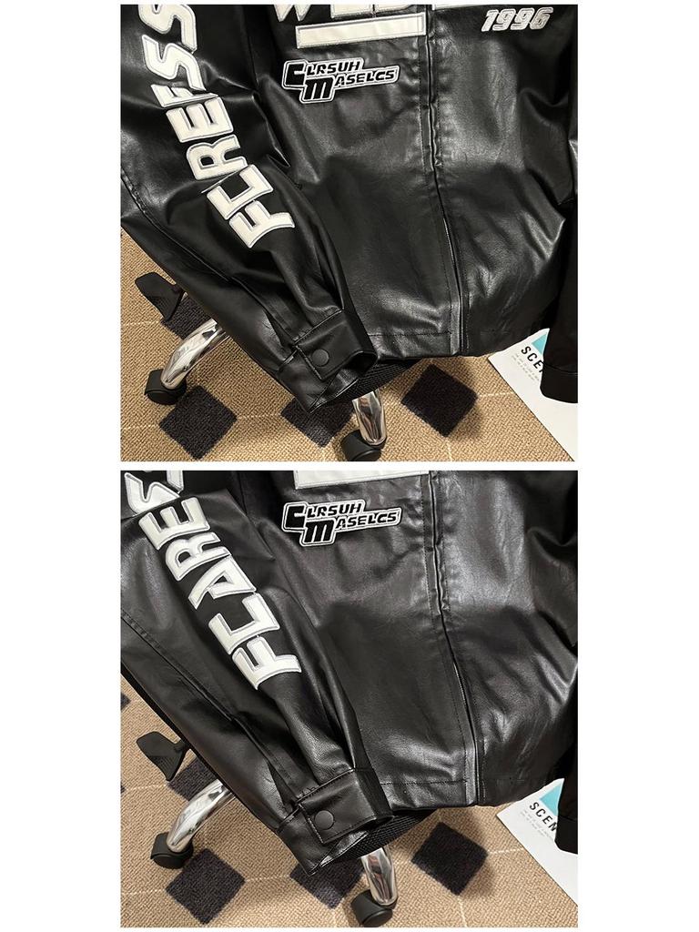 Men's Retro Motorcycle PU Leather Jacket - Spring/Autumn Aviator Racing Style