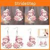 Cute Theme Christmas Cartoon Pink Hat Scarf Snowman Pattern Women Earrings