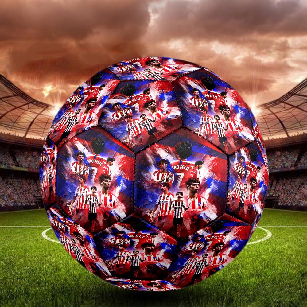 Atletico Madrid Print Size 5 Soccer Ball, Standard Match Football for Sports Game and Team Practice, Ideal Gift for Soccer Fans