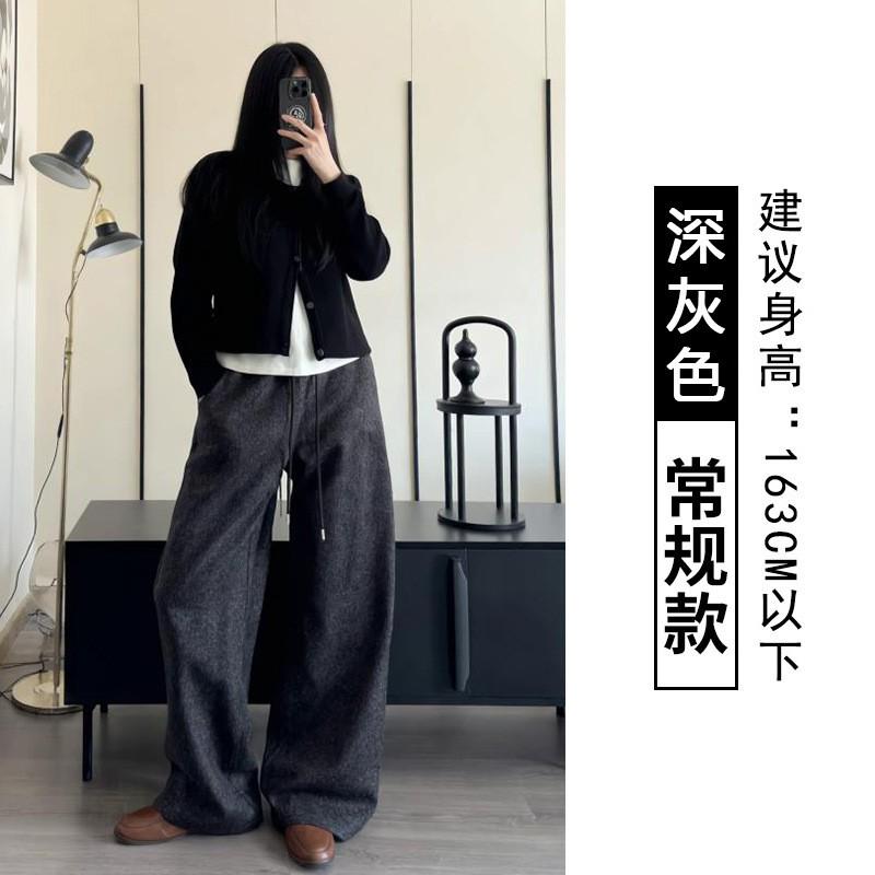 Womens High-Waisted Wide-Leg Casual Pants Coffee Color Loose Fit Straight Cut 2026