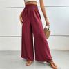 Casual Trousers Summer New Style for Women's Texture and Elastic Waist Wide-leg Pants
