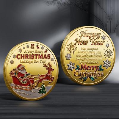 6 Stück, Weihnachtsmann-Gedenkmünzen, farbenfrohe Relief-Gedenkmedaillen, Weihnachtsgeschenke, farbenfrohe Gold- und Silbermünzen