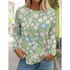 Mode femmes manches longues fleur T-Shirt col rond à manches longues vêtements décontracté vacances cadeau vêtements mode fête T-Shirt