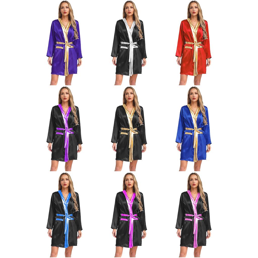 Damen Box Robe Halloween Cosplay Kostüm Langarm Offene Vorderseite Metallische Borte Satin Kapuze Umhang mit Gürtel