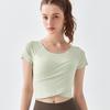 Women's Nude Feel Quick-Dry Yoga Crop Top - Short Sleeve, Sexy & Sports-Ready