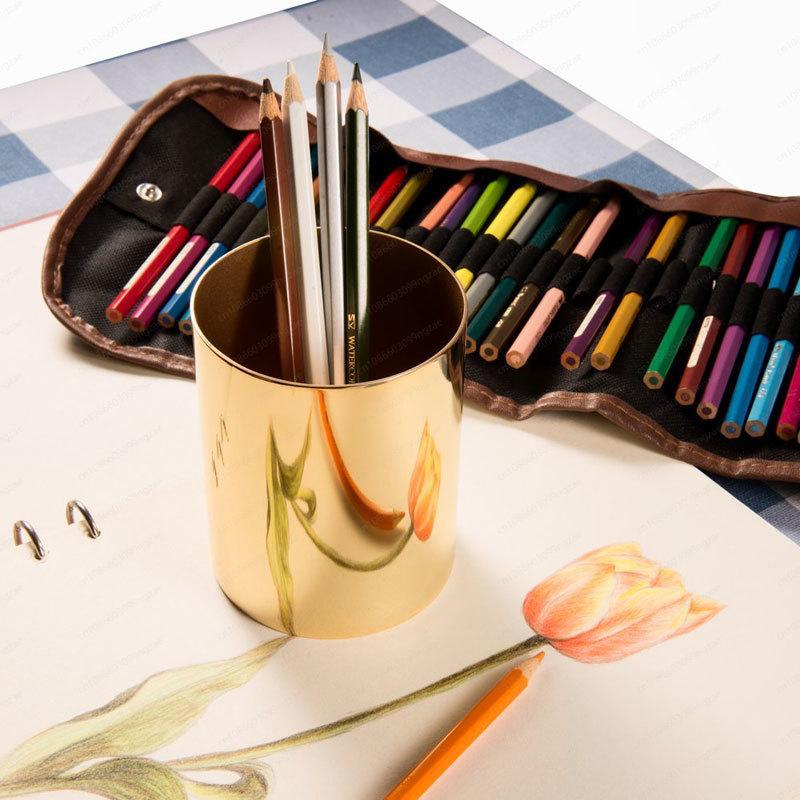 Thickened 304 stainless steel pen holder cylindrical makeup brush holder 8 * 9.8cm