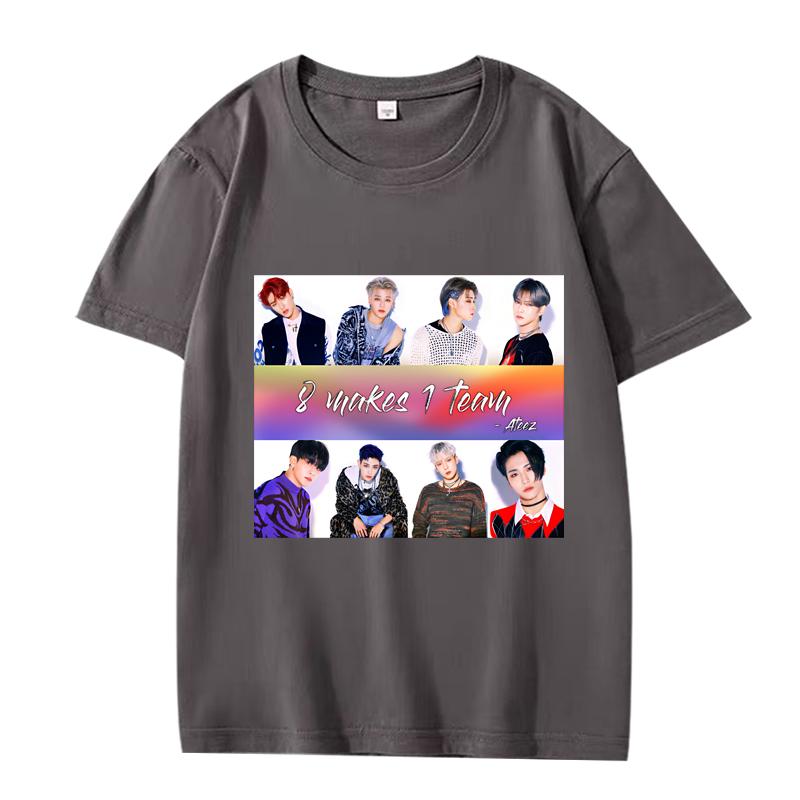 KPOP ATEEZ 8 Makes 1 Team TShirt Unisex Women Oversized 100 Cotton Hot Sale Short Sleeve Summer Fashion Unisex Plus Size Tops