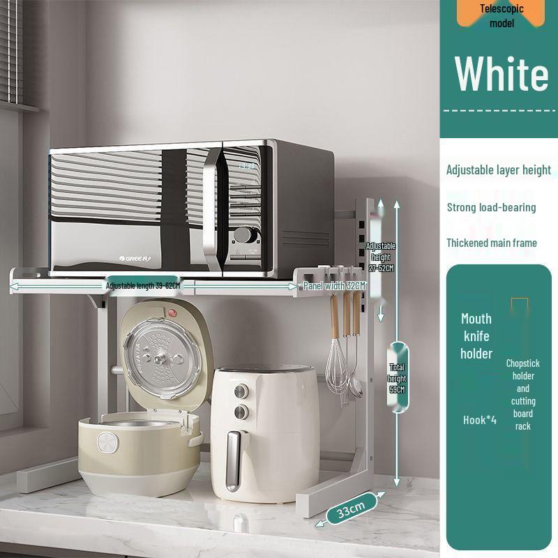 Выдвижная многоярусная полка для хранения микроволновой печи и посуды на столешницу