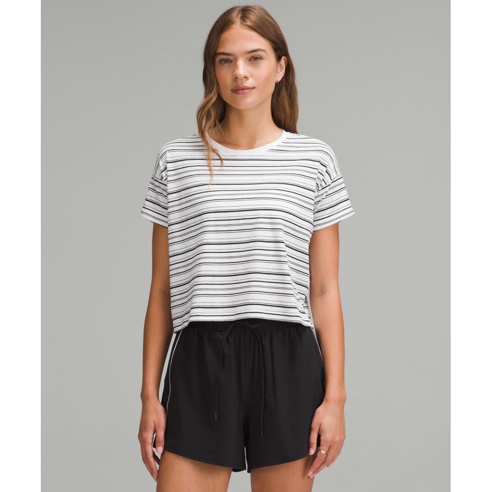 

Lululemon CaTes T shirT cuT Back sTripe whiTe Black 2