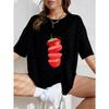 White Oversized T Shirt With Strawberry Slices And Stay Sweet Text Print For Casual Wear
