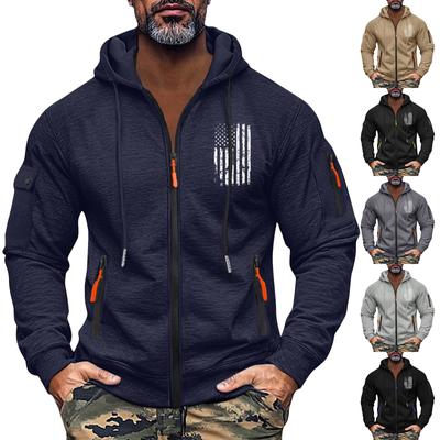 Men's Sweatshirt Hoodie Zipper Arm Pocket Cardigan Men's Sports Large Size Casual Hoodie