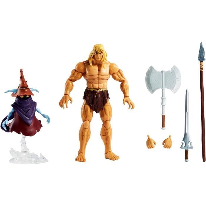 Figurines - mattel - savage he-man et orko - 30 points d'articulation - accessoires inclus