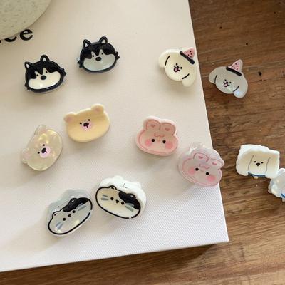 2 ks Roztomilé kreslené zvířecí sponky do vlasů Dvoubarevné akrylové Krásné kočka pes králík Sponky do vlasů Dívčí vtipné pokrývky hlavy