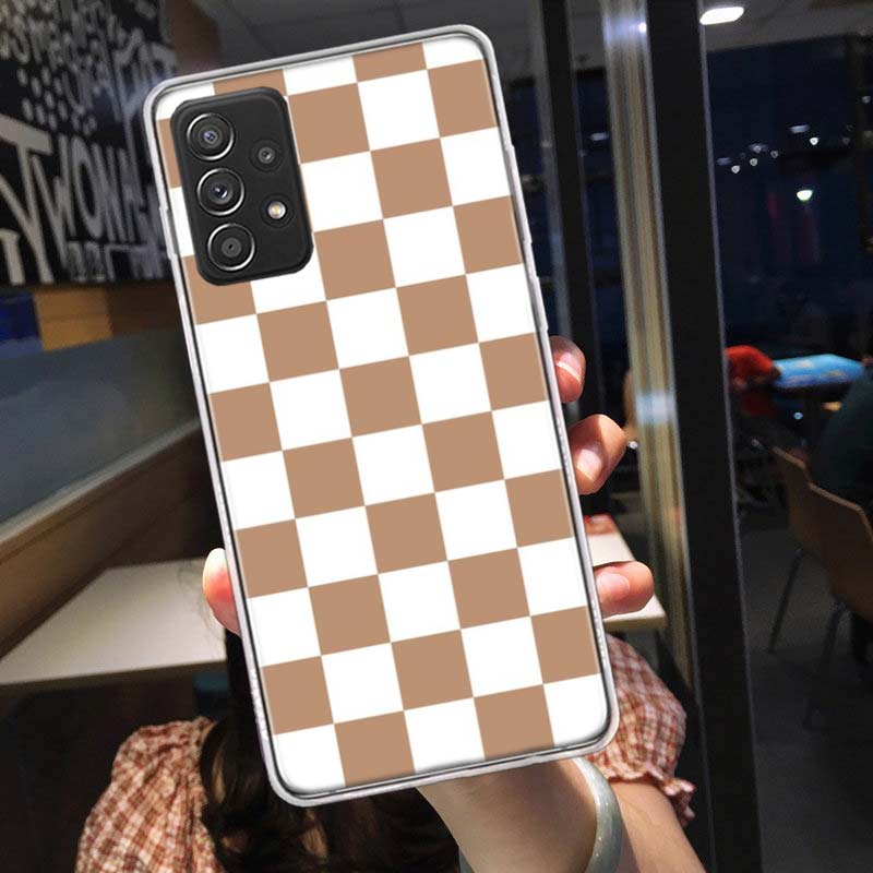 Retro Classic Chess Board Grid Phone Case for Samsung A54 A57 A37 A17 A14 A15 A12 A24 A34 A55 A35 A25 A52S A07 A05S A04S A22 A32