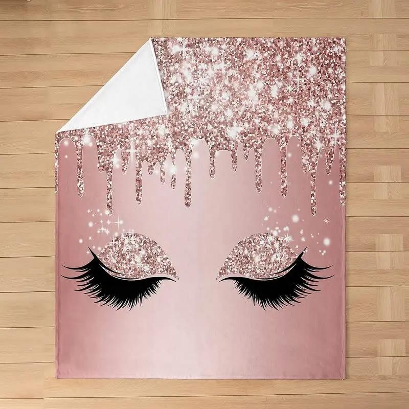 Abstract Closed Eyes Cute Eyelashes Blanket Lightweight Blankets All Season Throw Blanket for Couch Bed Soft Flannel Blanket