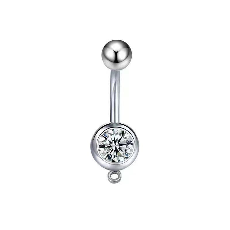 Exotic Butterfly Heart Bow Zircon Inlaid Navel Ring, 316 Stainless Steel, European  American Style