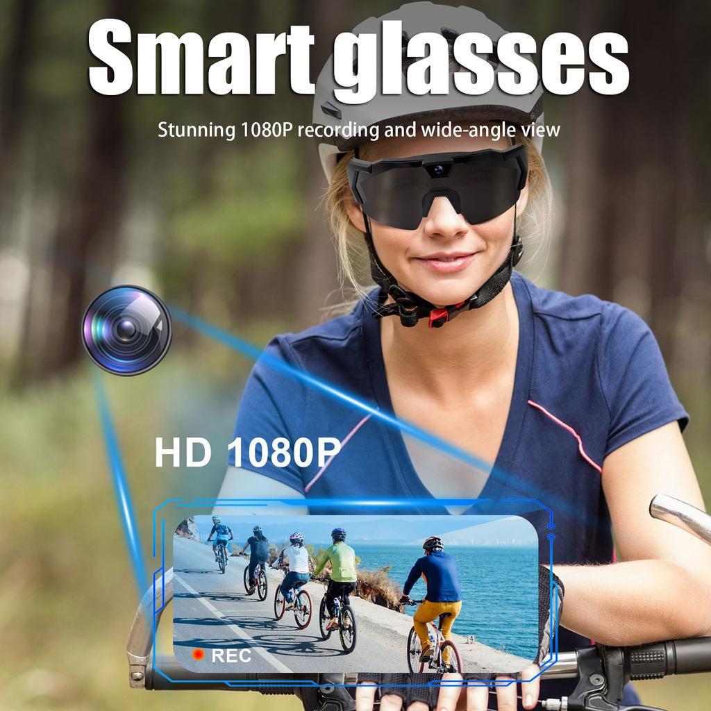 Smart Camera Glasses HD 1080P Sport Camera Sunglasses 64G ROM Video Recording Glasses Suitable for Men and Women