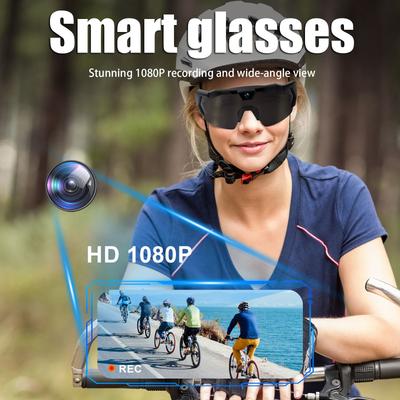 Lunettes Caméra Intelligentes HD 1080P Caméra Sport Lunettes de Soleil 64 Go ROM Lunettes d'Enregistrement Vidéo Adaptées aux Hommes et aux Femmes