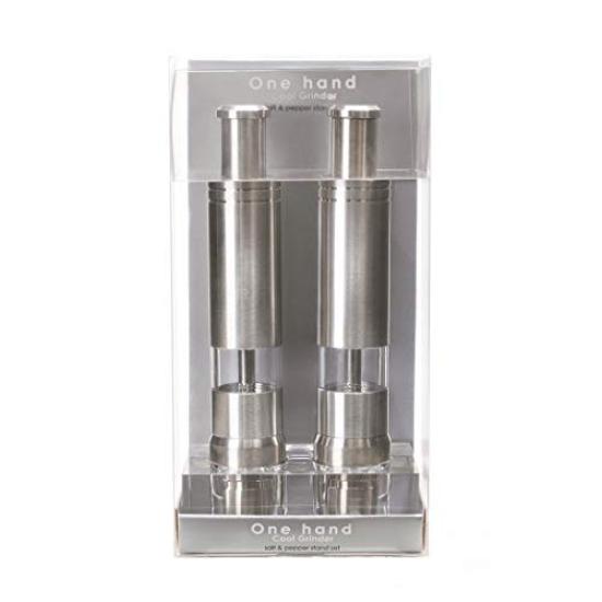 Moulin à épices Cool à une main avec ensemble sel et poivre qui peut être moulu d'une seule main Moulin à épices avec support en acrylique &