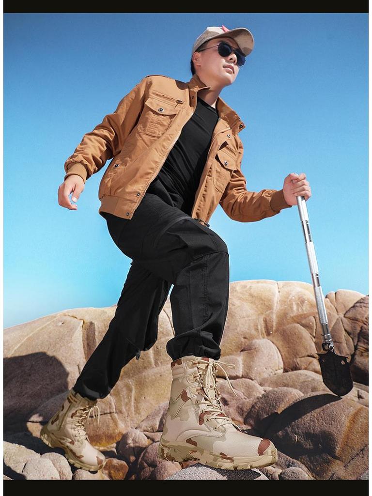 Men's High-Top Camouflage Combat Boots: Non-Slip, Anti-Collision, Wear-Resistant Desert Hiking Boots