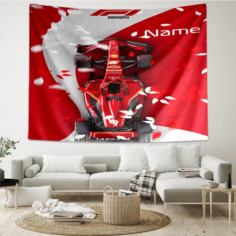Custom Name Racing Print Tapestry, Backdrop, Easy Setup, Ideal for Bedroom, Office & Living Room, with Aesthetic Wall Hanging Decor.