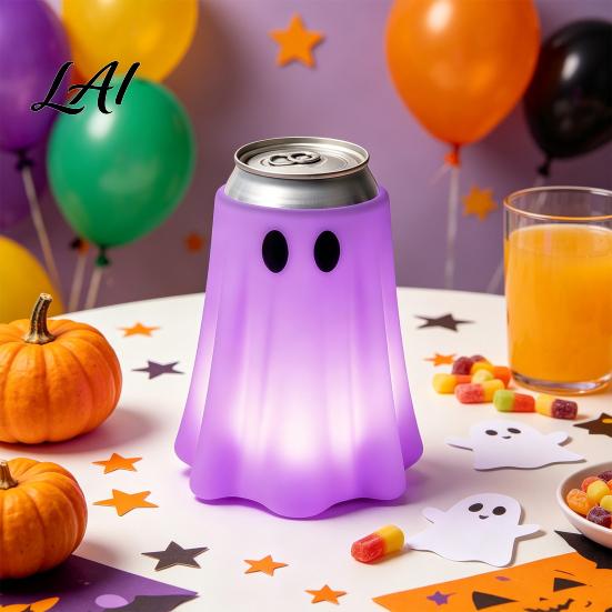 PLA Material Can Sleeve 3D Printed Halloween Ghost Holder Glow‑in‑the‑Dark Soda Beverage Party Supply for Cup Cover Cute Tabletop Decor