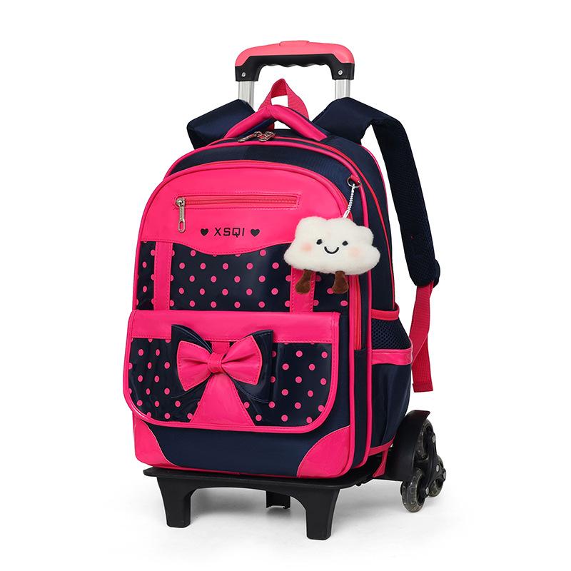 Children'S Tie Rod Schoolbag Three Rounds Girl Princess Primary School Backpack Girls Schoolbag 1-3-5 -6 Level Drag