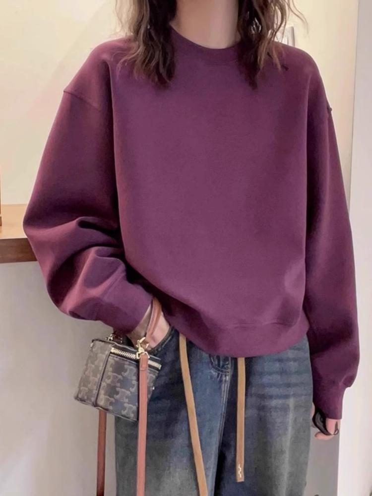 Ginger Yellow Round Neck Women's Korean-Style Loose Sweatshirt - Spring Fashion