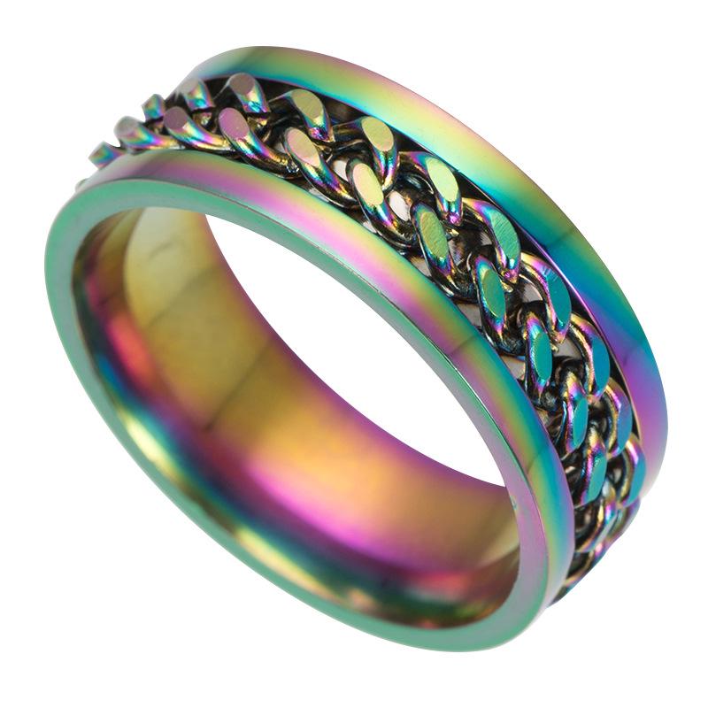 2023 European & American Titanium Steel Rotating Punk Couple Ring for High-Quality Decompression and Anti-Dryness