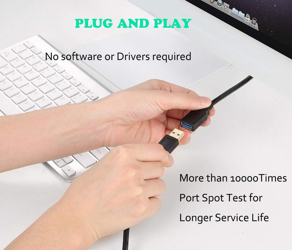 XBOHJOE 6M USB Extension 5Gbps Data Male To Female Connectors for and Black 3.0 Cable, Transfer, Gold-Plated Drives, Mice, Keyboards, Printers, More,