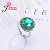 Trendy Wedding 925 Sterling Silver Rings For Brides Green Cubic Zirconia Crystal Bands Style Proposal Ring Women Jewelry