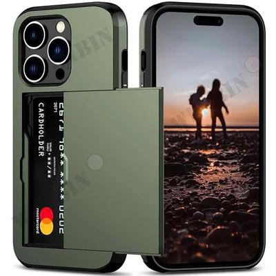 Pouzdro Pro iPhone 16 15 14 13 Pro Max Plus Držák Odolné Ochranné Dvouvrstvé Nárazuvzdorné Skrytá Štěrbina na Karty Tenké Peněženkové Kryt