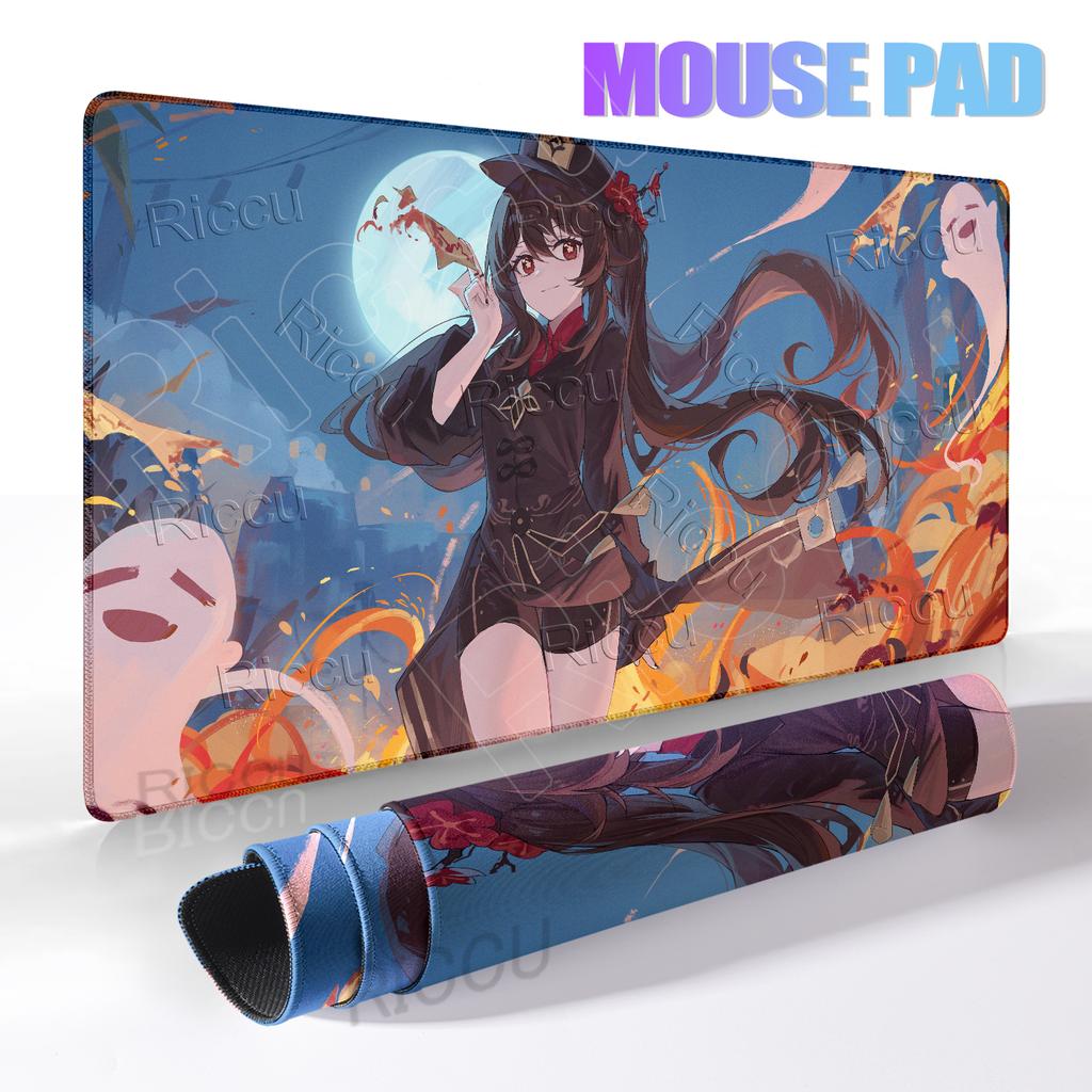 Extended Anime Kawaii Hu Tao Mousepad Non-slip Rubber Gaming Genshin Impact Mouse Pad Keyboard Professional Rugs Computer Carpet