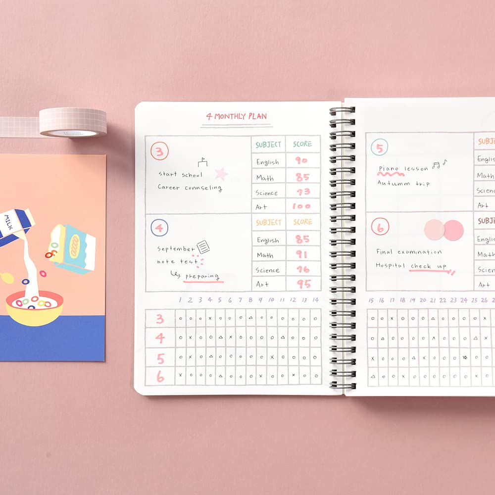 Monolike Ordinary Days 4 Month Study School Bag Ordinary days 4 Month Study Planner School bag Schedule planning perpetual study notebook Planner, -