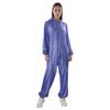 Unisex Full Body Hooded Raincoat Drawstring Hood Front Button Zipper One Piece Waterproof Jumpsuit Workwear