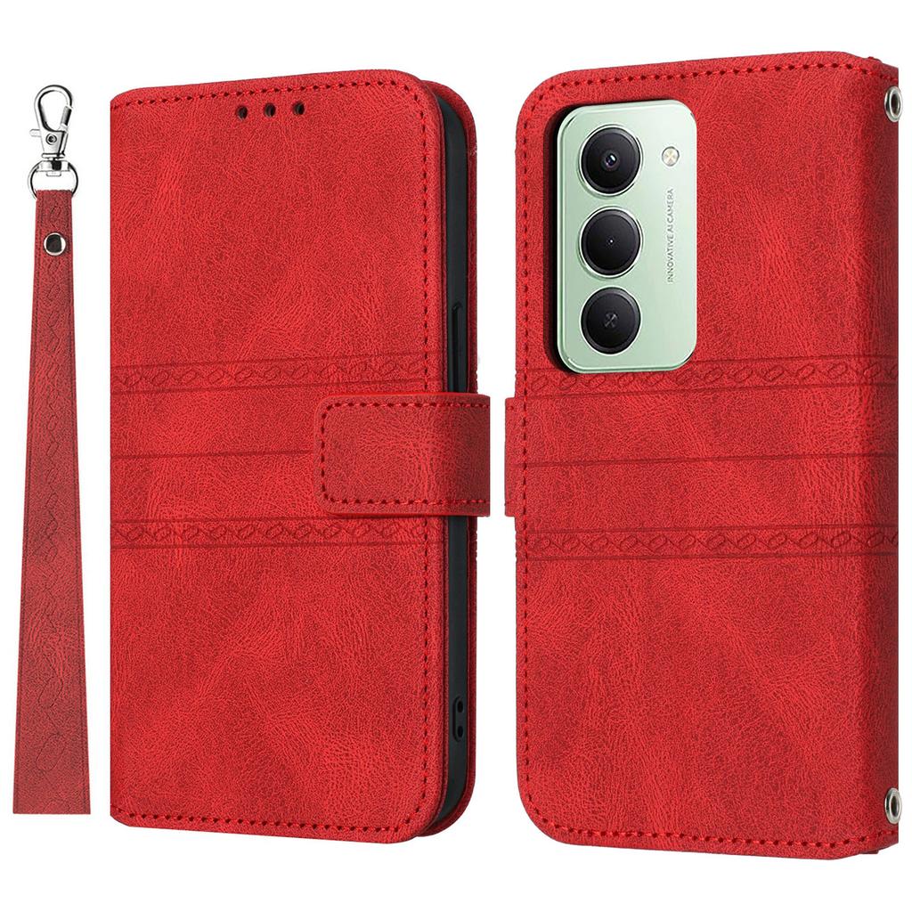 Für Xiaomi Redmi 15 5G (Global) (169mm) Hülle Brieftasche Skin-Touch Leder Geprägte Handyhülle mit Handschlaufe