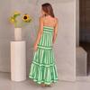 Women's Strapless Sleeveless Midi Dress Loose Mid Waist Vertical Stripe Printed Polyester Micro Elastic Tiered Ruffle Summer Vacation Maxi Dress