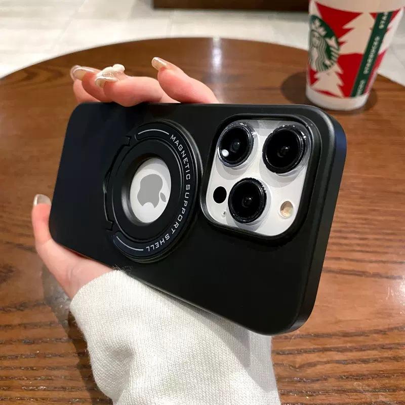 

Applicable To Apple 16promax Mobile Phone Case Magnetic Charging IPhone 15 Creative Invisible Pull Rod Bracket 14 Protection Case iPhone12pro чёрный